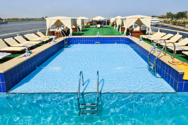 Pool and loungers on the sun deck