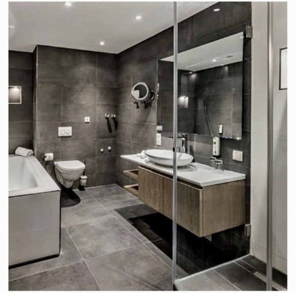 Actual bathroom in the Deluxe Double Room at the Schliersee resort