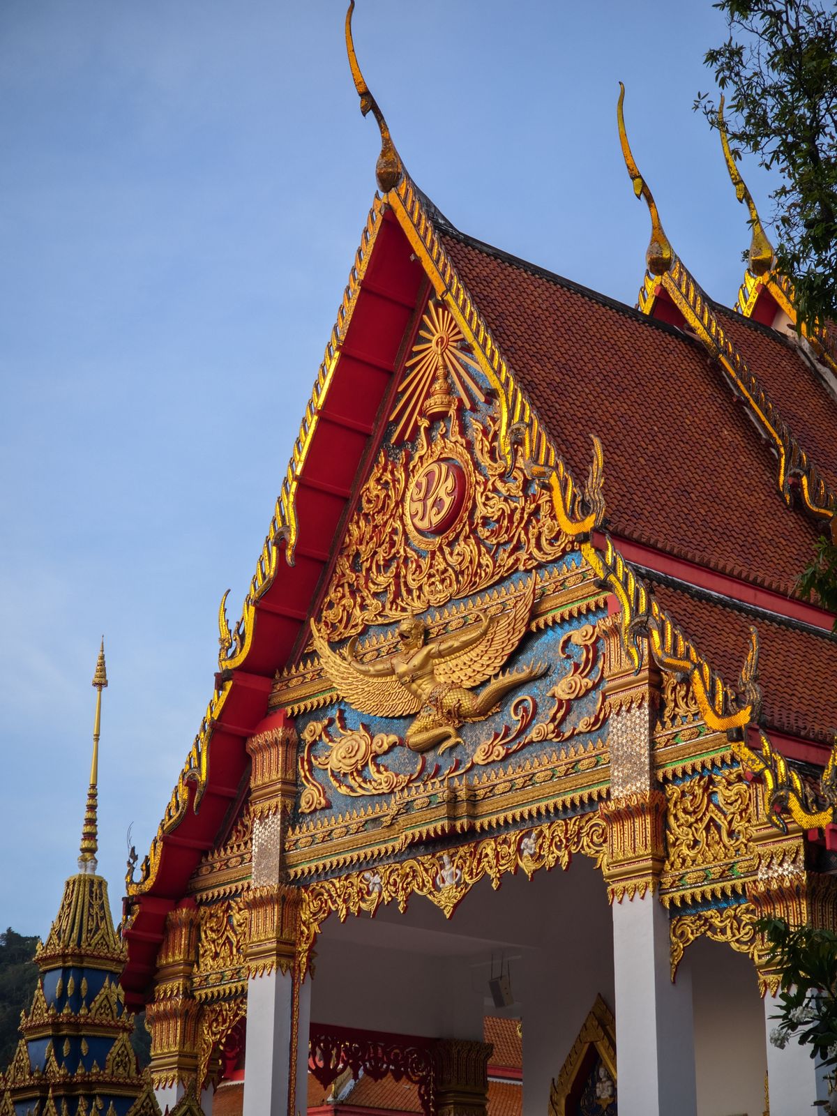 Ornate Buddhist temple façade in Phuket