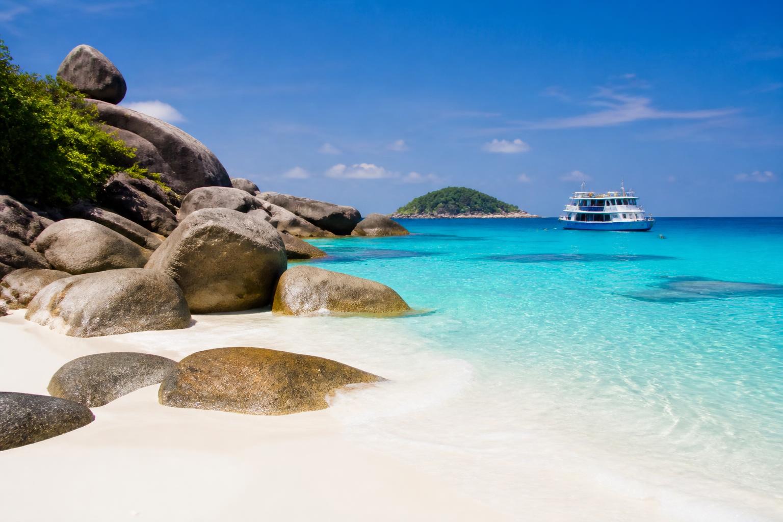 Granite boulders and white sand in the Similan Islands