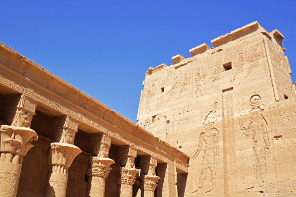 The Temple of Philae beside the water at Aswan