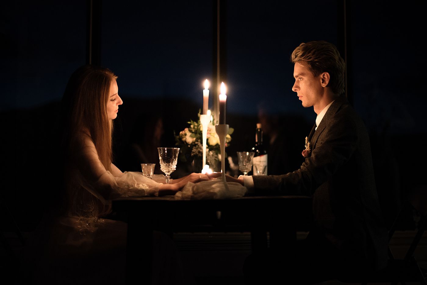Elegantly dressed couple on an evening out