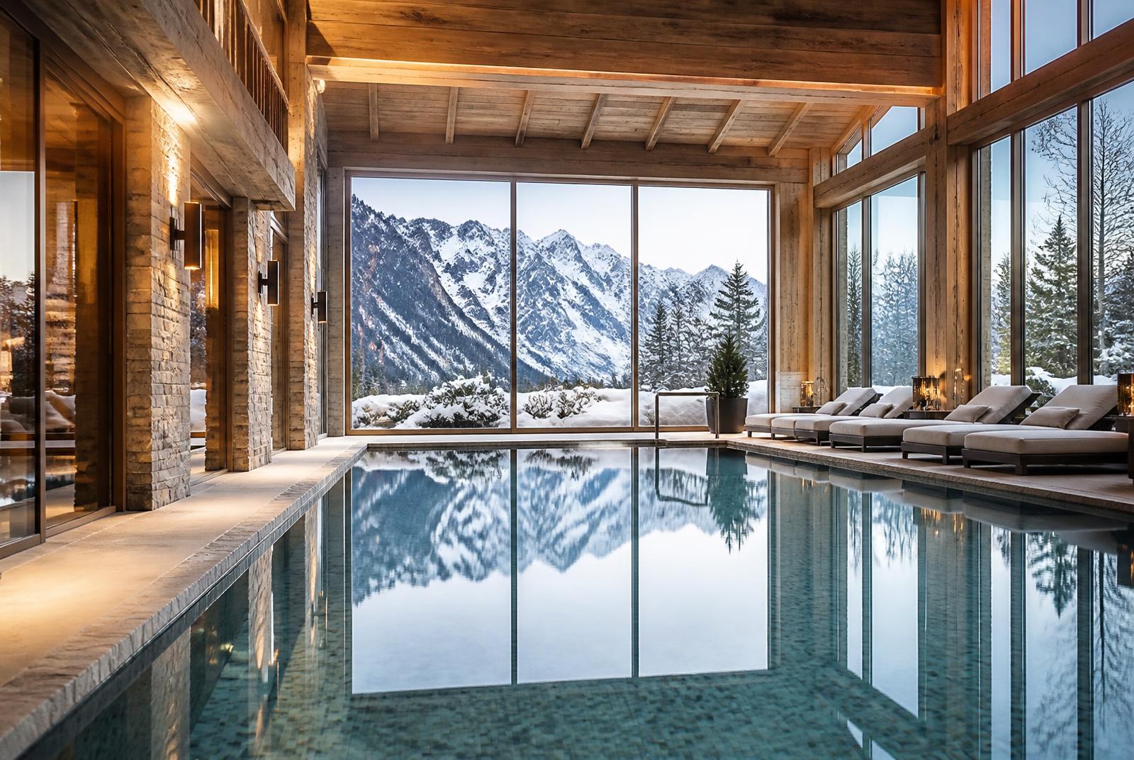 Alpine pool and wellness setting