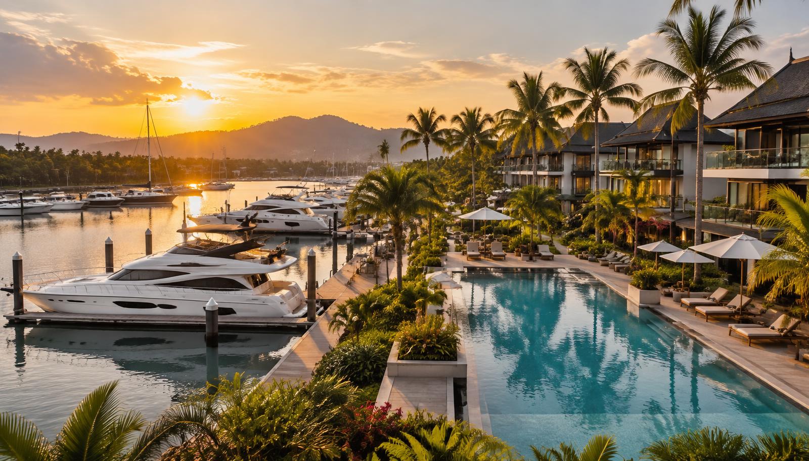 Marina and pool at Karma Royal Boat Lagoon, Phuket