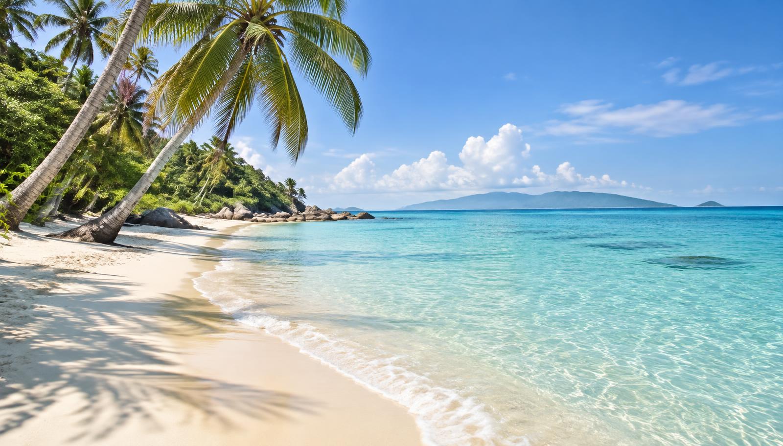 Palm-lined beach on Koh Samui's north coast